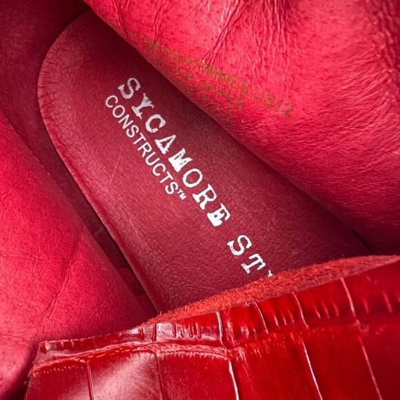 Sycamore Style Construct Obsidian Men Size 12 Red Embossed Leather Lug Boot - Picture 14 of 16